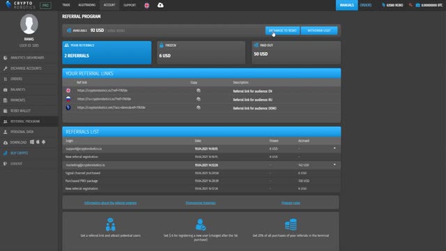 CryptoRobotics Referral Program | 20% in Crypto