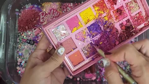 Barbie Slime Mixing Makeup parts Glitter. Into Slime Satisfing Slime video #ASMR #Satisfing #