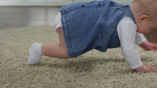 Baby Girl Crawling On The Floor