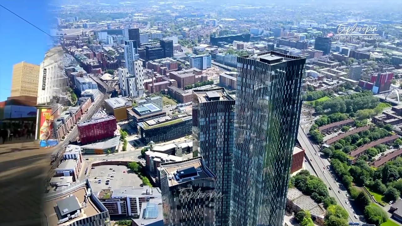 Manchester City, England in 4K ULTRA HD 60FPS Video by Drone