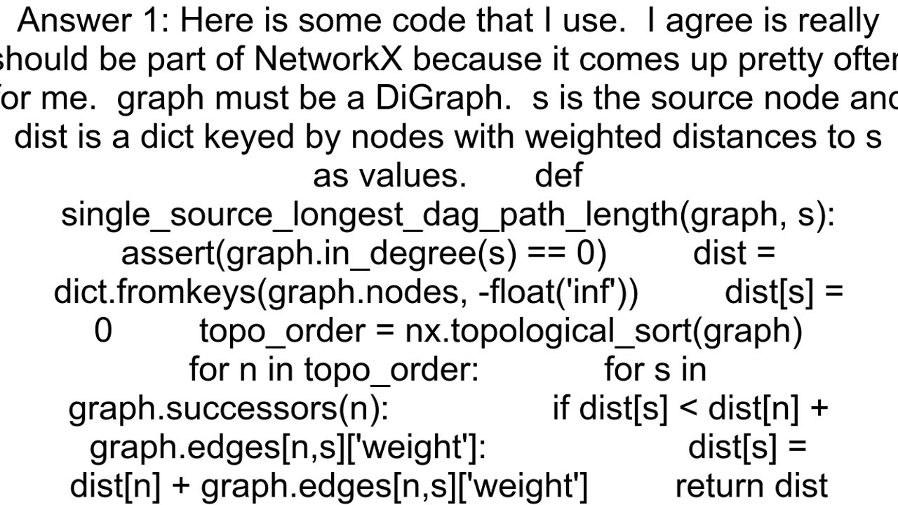 Calculate the longest path between two nodes NetworkX