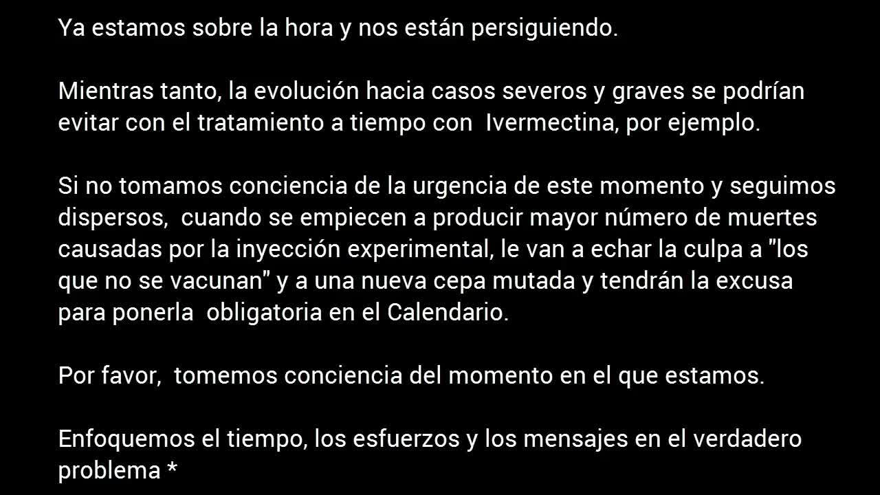 Tenemos que enfocar en lo mas urgente la inyección experimental es la amenaza más grave