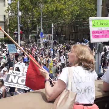 Melbourne Australia Protest down Spring Street Chanting Sack Dan Andrews