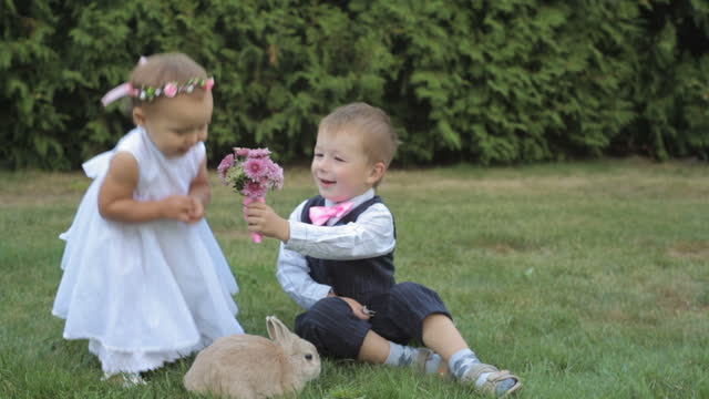 Little kids on a wedding day