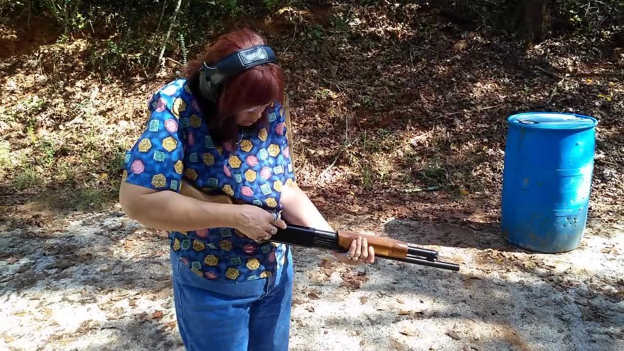 My wife's first time shooting a 12 Gauge. #4 Buckshot