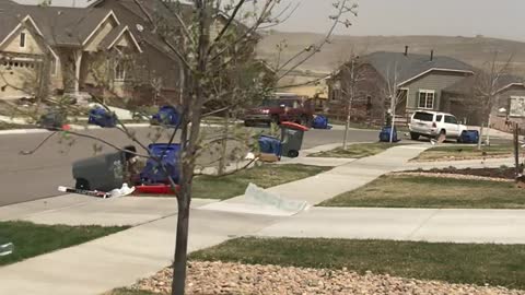 Strong Wind Sends Trash Flying