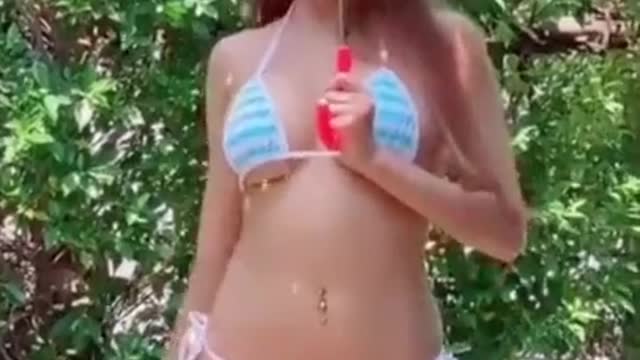 Sexy girl dance in beach