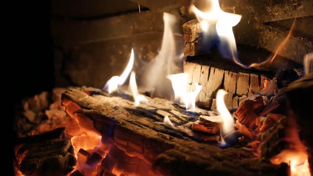 fire in the fireplace