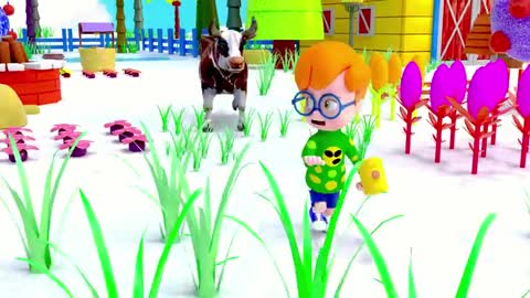 BABY CATCHING WILD COW | Animals Cartoon for Kids | Pretend Play with Wild Animals