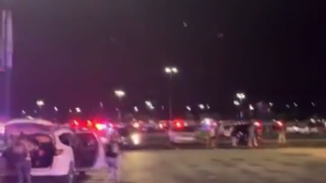 A large police and medical presence at Six Flags Great America in Gurnee, Illinois.