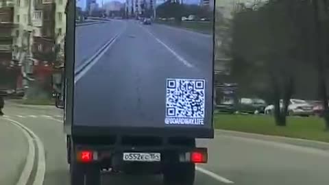 Moscow, Russia: A unique truck with an overtaking screen