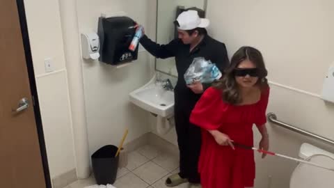 Blind girl overheats in bathroom #blind girl