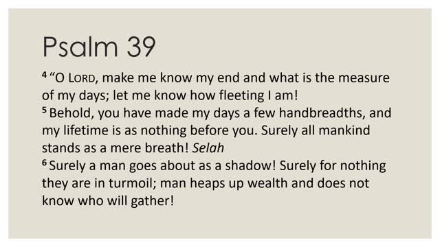 Psalm 39 Devotion