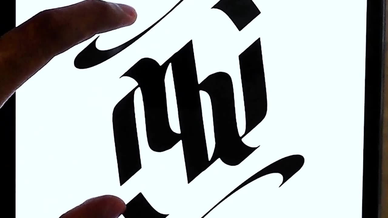 calligraphy art, making calligraphic ambigrams of the name ABI