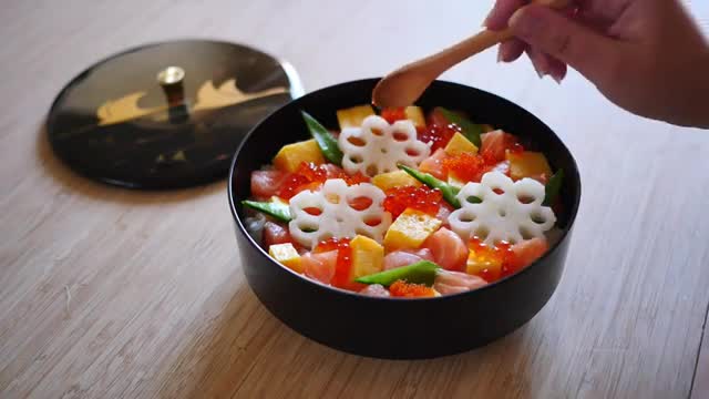 Japanese New Years Food: Salmon Bara Chirashi Sushi