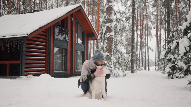 The cute dog and snow