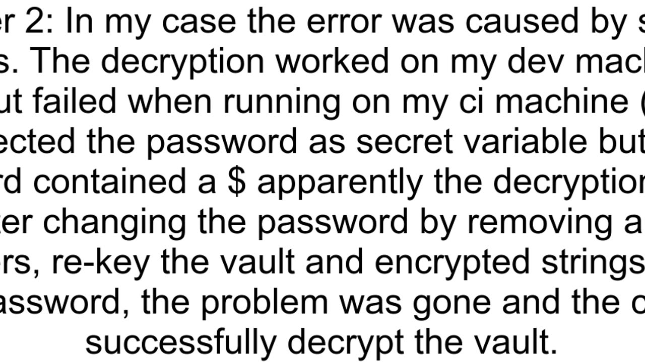 Decryption failed no vault secrets would found that could decrypt