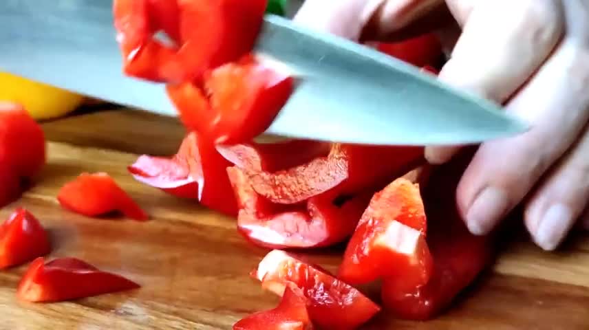 Cut The Sweet Peppers Into Chunks