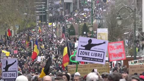 Thousands of people protest covid-tyranny in Brussels, Belgium