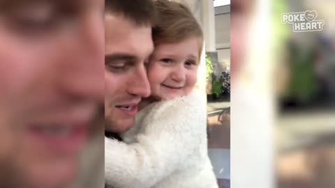 Little girl excited to see her dad video