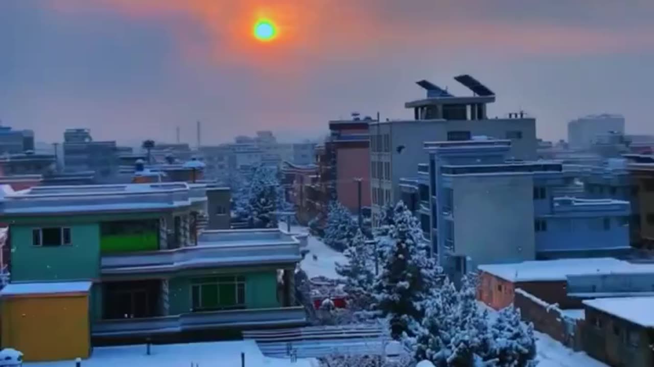 Sunset 🌇 and snowfall