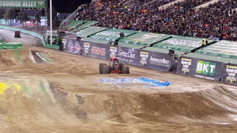 Monster Jam Truck Tire Flies Off