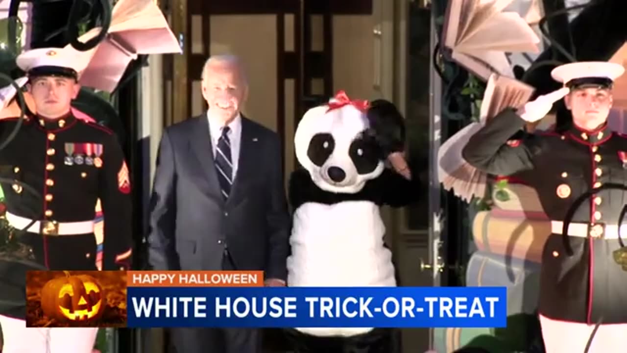 Bidens hosted final Halloween trick-or-treat event; first lady came as a giant panda