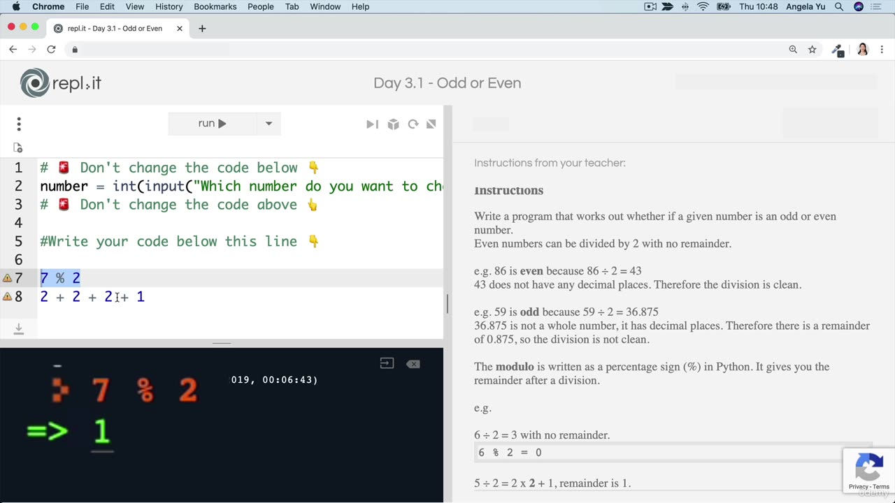 Day-3 Part-29 -Beginner- Coding Exercise Odd or Even_ Introducing the Modulo - Learn Python