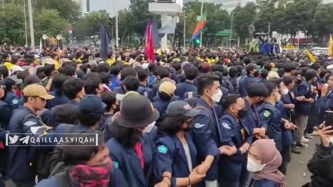 Student demonstration in Jakarta, Indonesia, against a possible