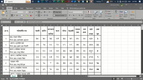 Make Result Sheet With Merit Position In MS Excel.