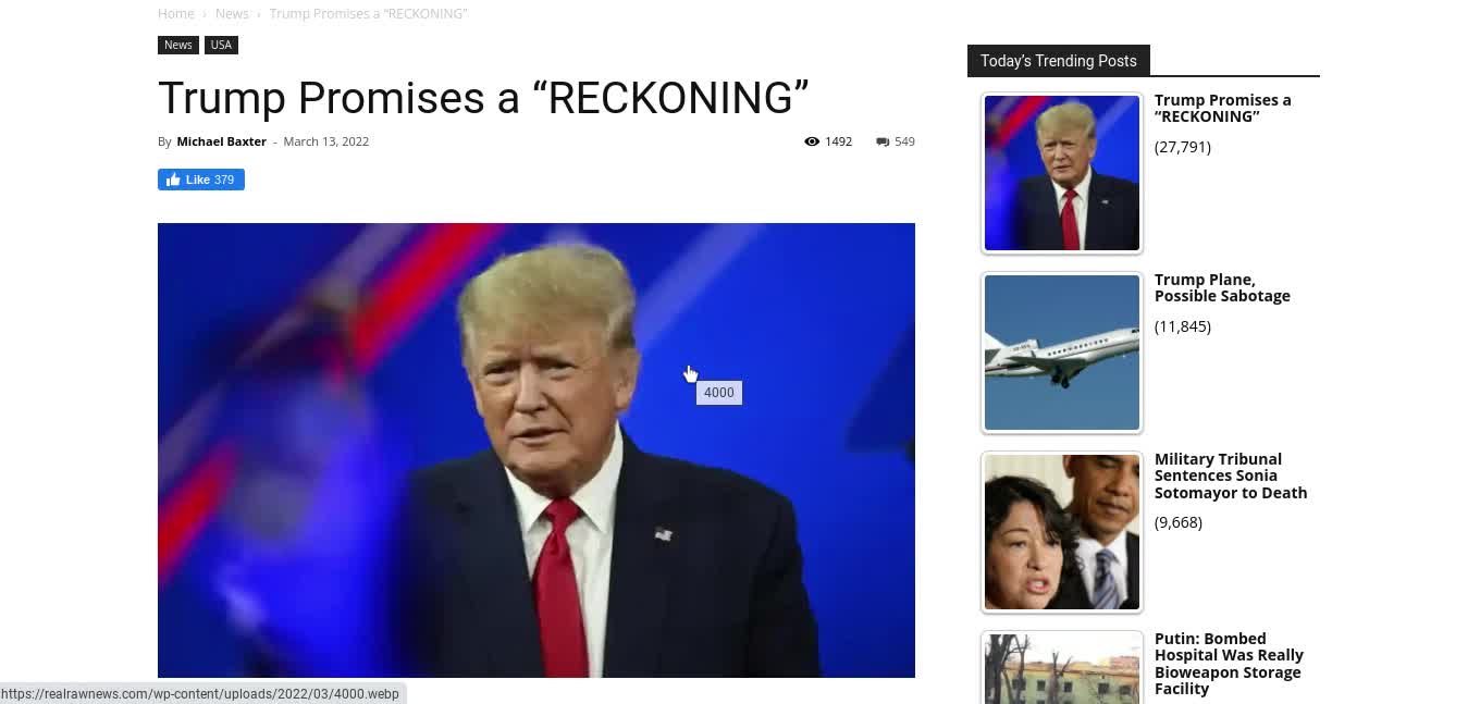 Trump Promises "A Reckoning"