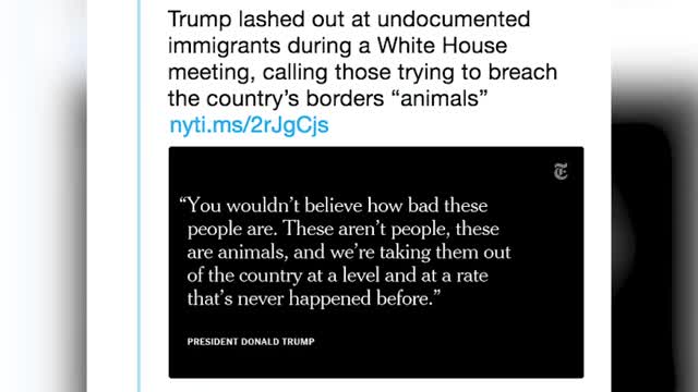 Trump taken out of context "these people are animals" meaning ms-13 gang members