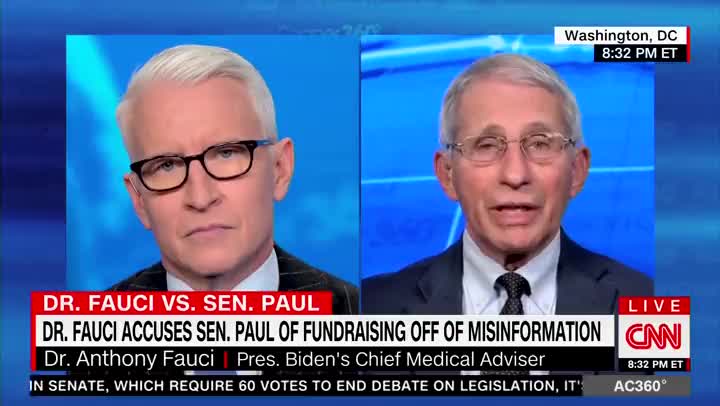 Fauci Appears on CNN to complain about Sen. Rand Paul's questioning
