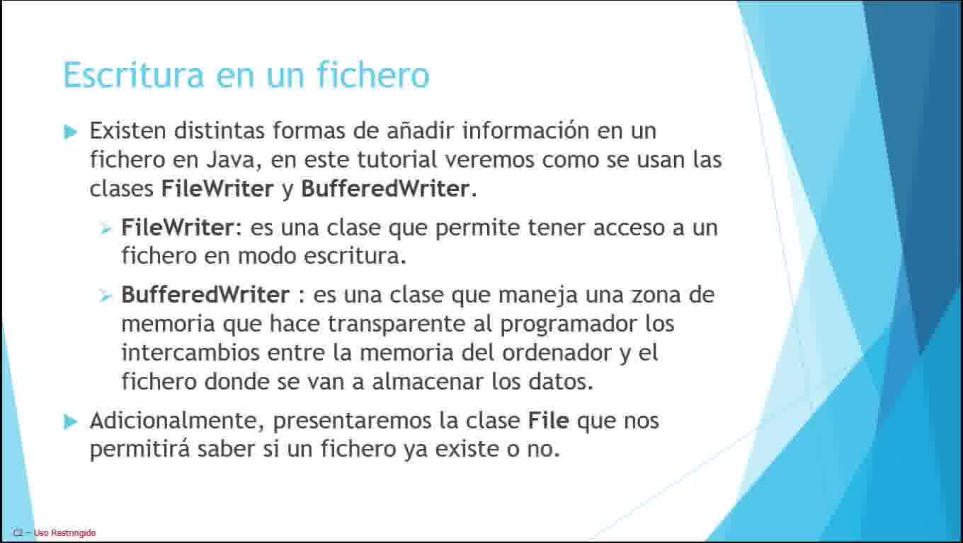 Java parte 33. Escritura en un fichero.
