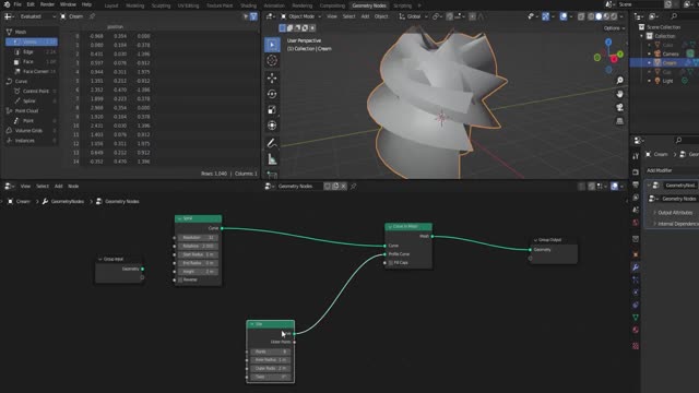 Different process of making procedural cupcakes in Blender, step five.