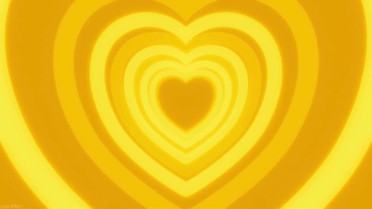 541. Cute Yellow Heart Tunnel 💛Sunny Heart Background Bright Romantic Video