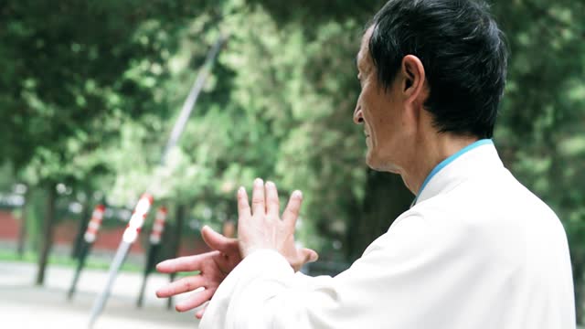 An Old Man Doing Tai Chi For Mental And Physical Health