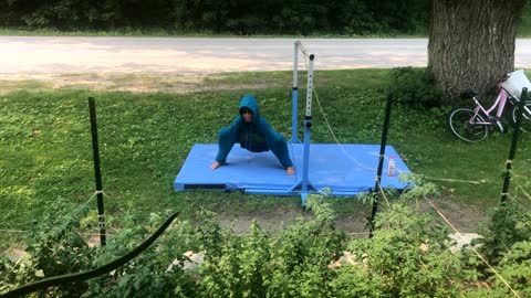 Raspberry picking, acting goofy, gymnastics...A Happy Family Life.