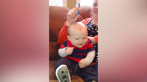 Funny baby reaction