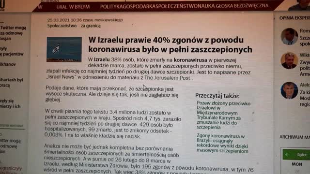 Izrael: 40 % zgonów po 2 dawce, skarga do MTK na eksperyment medyczny