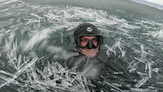 Swimming in an Ocean of Ice Needles