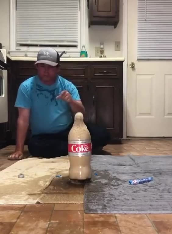 Dude puts Mentos in diet coke and finds out
