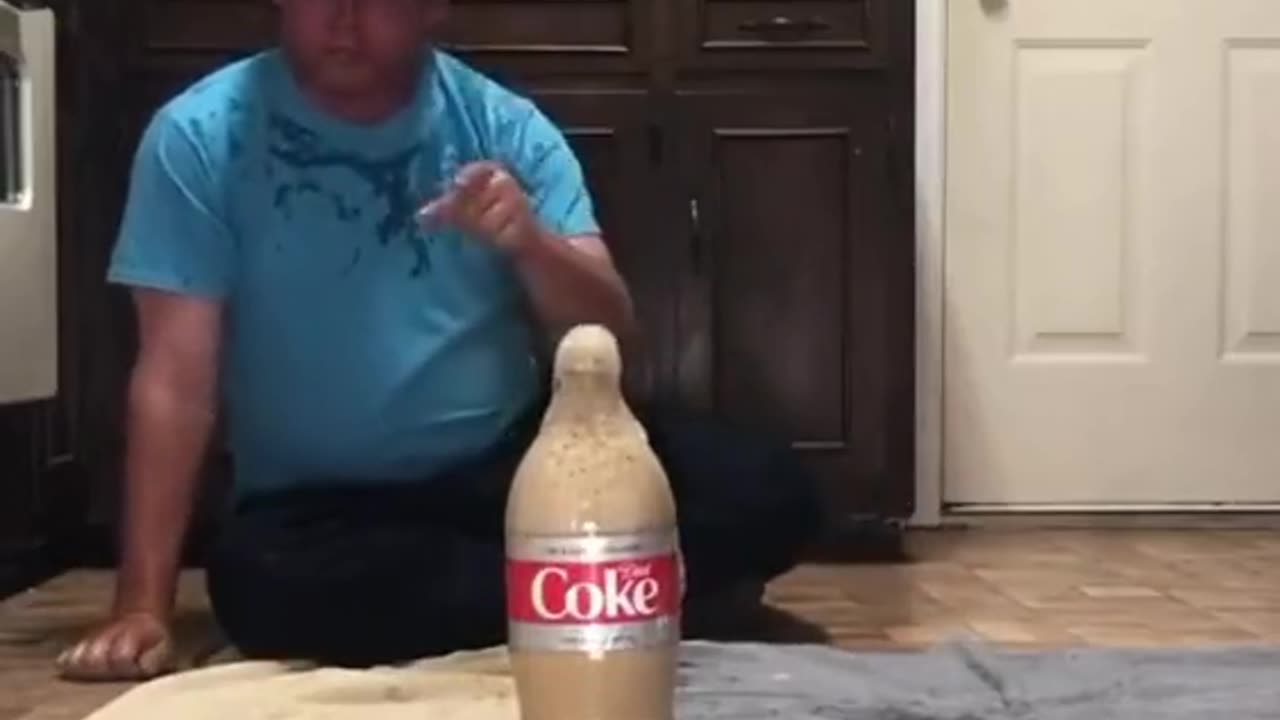 Dude puts Mentos in diet coke and finds out