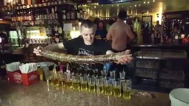 Irish Barman Showcases His Multiple-Serving Skills