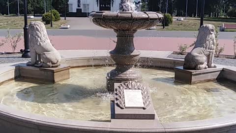 Fountain overlooking the temple