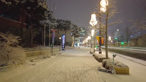 Beautiful street in snowy night.#7