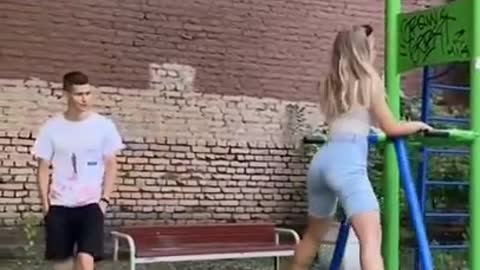 Hot Girl Fitness#prank#reaction