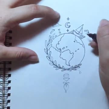 A girl trying to draw the earth