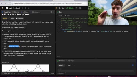 LeetCode: 623 Add One Row to Tree | 🔴 LIVE (Amateur Solves Unseen Problem)