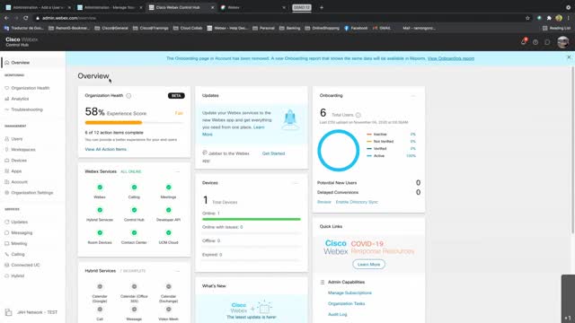 Webex Control Hub - Domain verification and claim